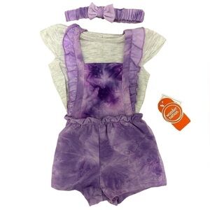 Wonder Nation Girls 6-9 Months Purple Tie-Dye Romper With Bow New With Tags